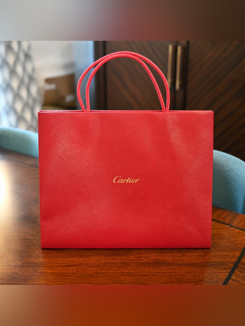 Cartier Large Red Shopping Gift Bag | Luxury Packaging | Designer Logo